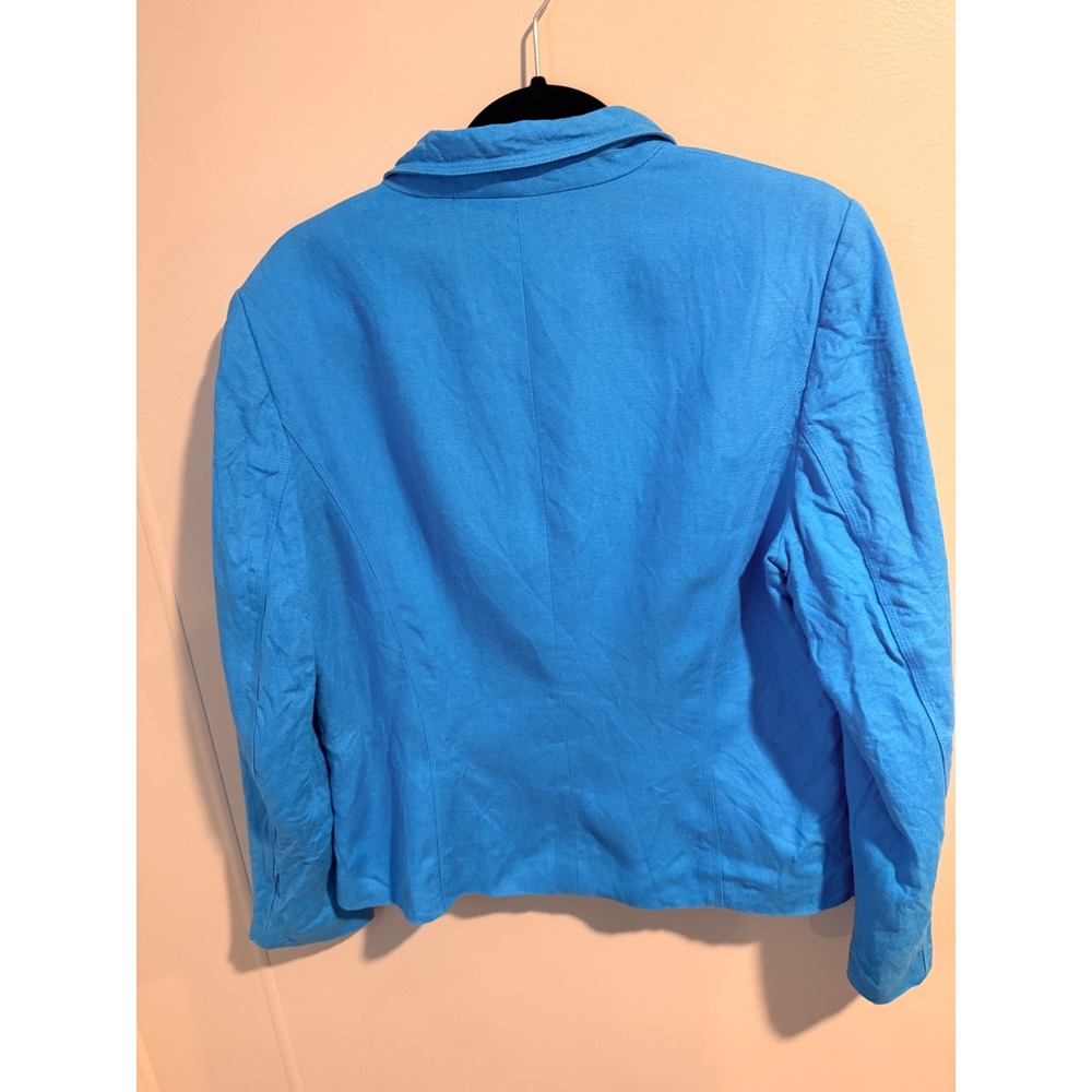 Talbots Linen Blend Blazer Bright Blue Double Button Women's Size 14 Business - Picture 4 of 7